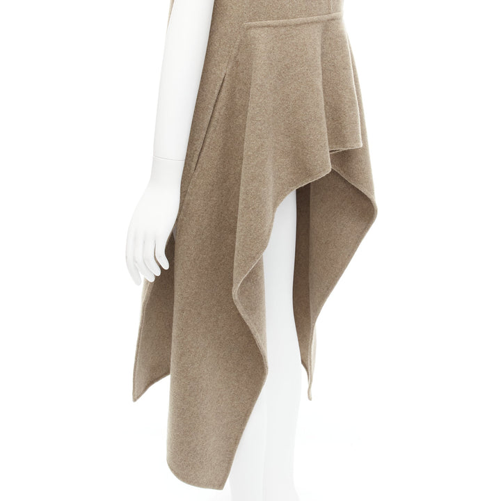 MARNI taupe brown virgin wool blend high low hem vest coat IT36 XS