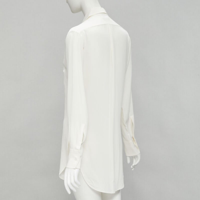 BOTTEGA VENETA 2020 100% silk quilte padded bib collar long line shirt IT38 XS