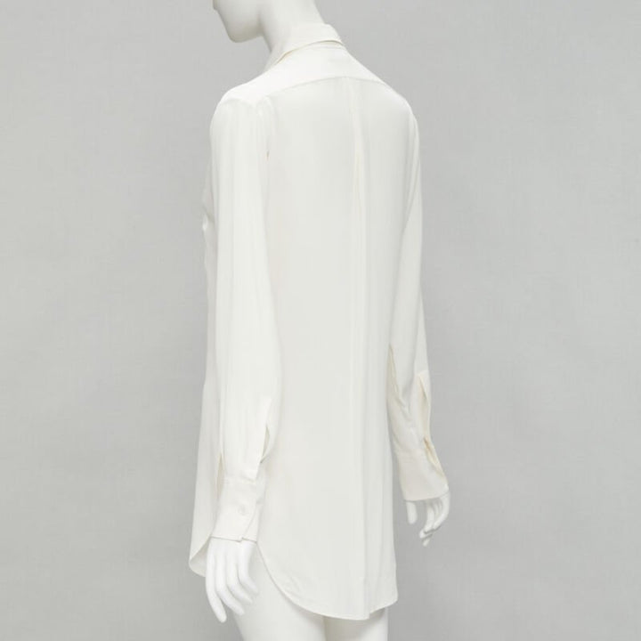 BOTTEGA VENETA 2020 100% silk quilte padded bib collar long line shirt IT38 XS