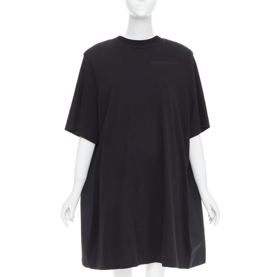 ALEXANDER MCQUEEN 2021 black hybrid flared back oversized tshirt dress IT48 XXL
