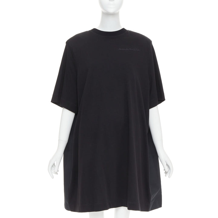 ALEXANDER MCQUEEN 2021 black hybrid flared back oversized tshirt dress IT48 XXL