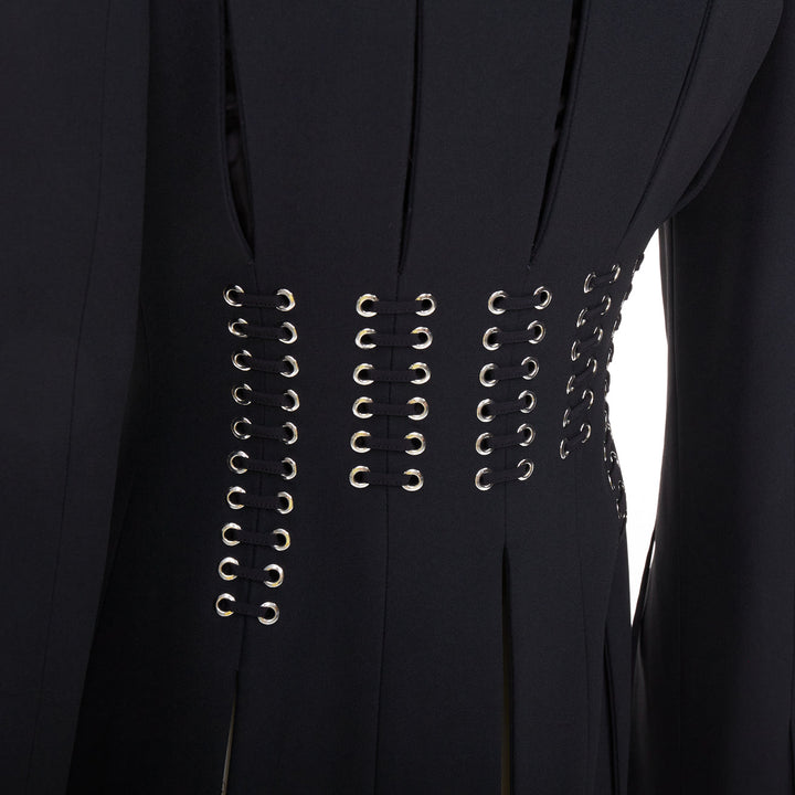ALEXANDER MCQUEEN 2018 black eyelet lacing detail fitted blazer IT38 XS