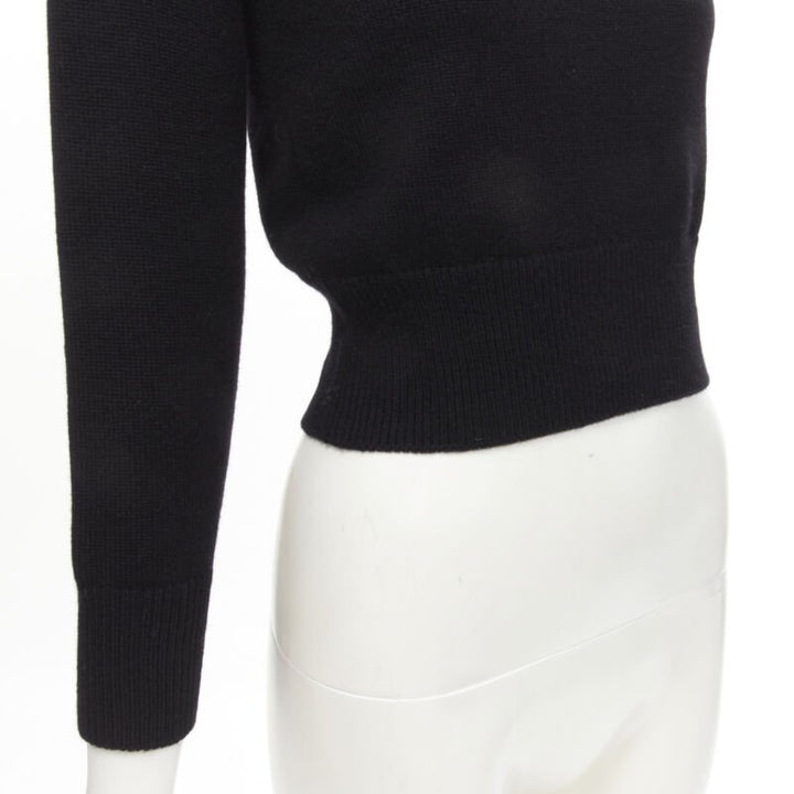 ALEXANDER MCQUEEN 2021 cashmere black coral crystal embroidery sweater S