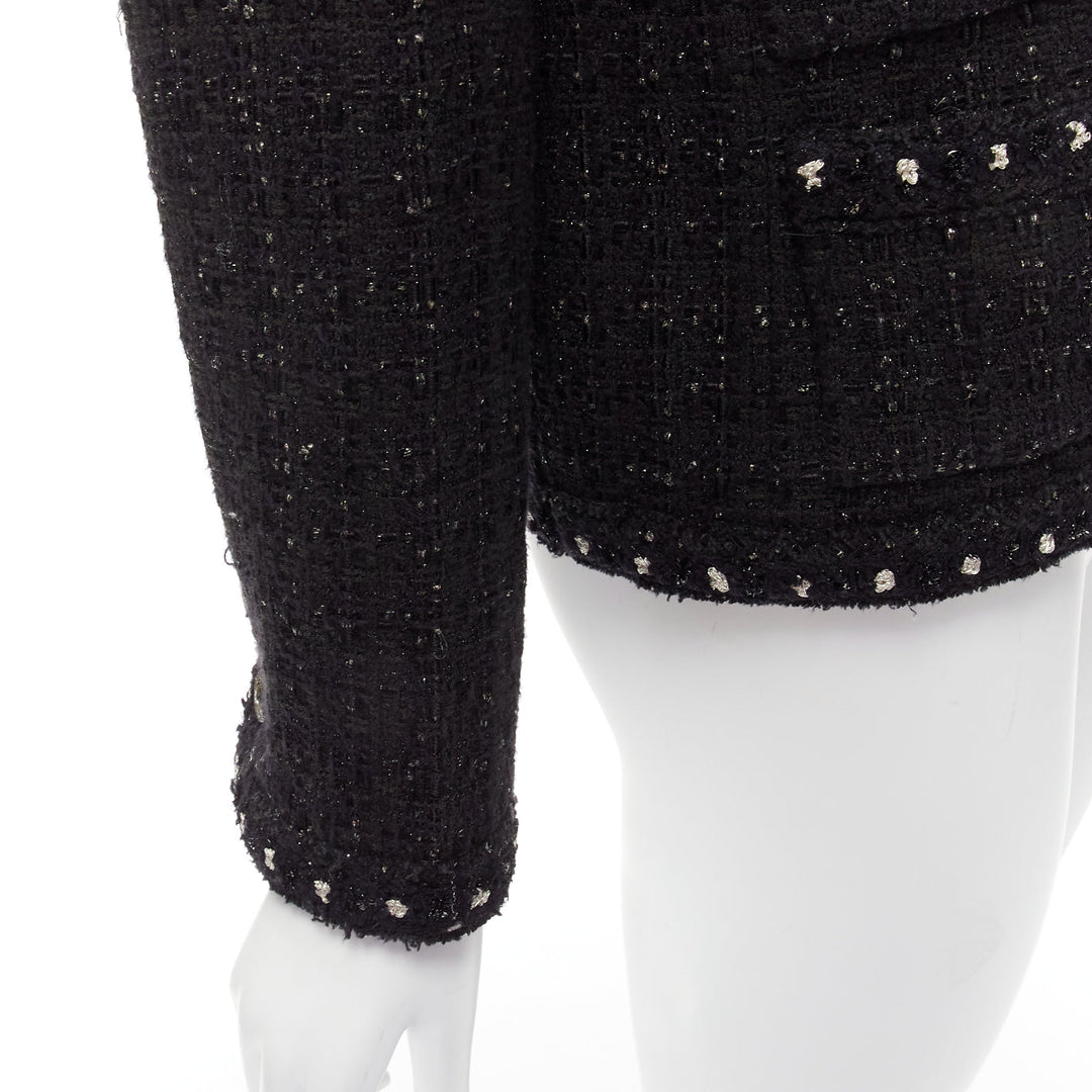 rare CHANEL 05A Fantasy Tweed CC button 4 pocket little black jacket FR44 2XL