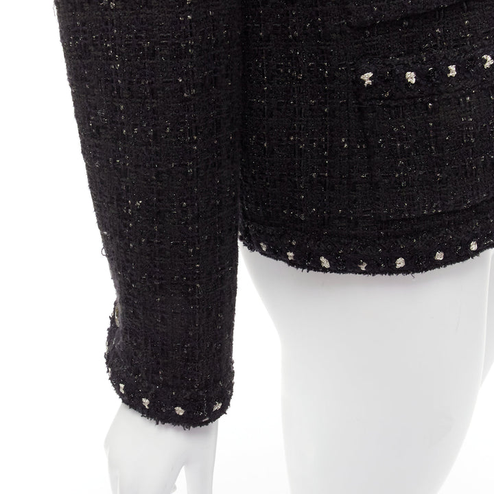 rare CHANEL 05A Fantasy Tweed CC button 4 pocket little black jacket FR44 2XL