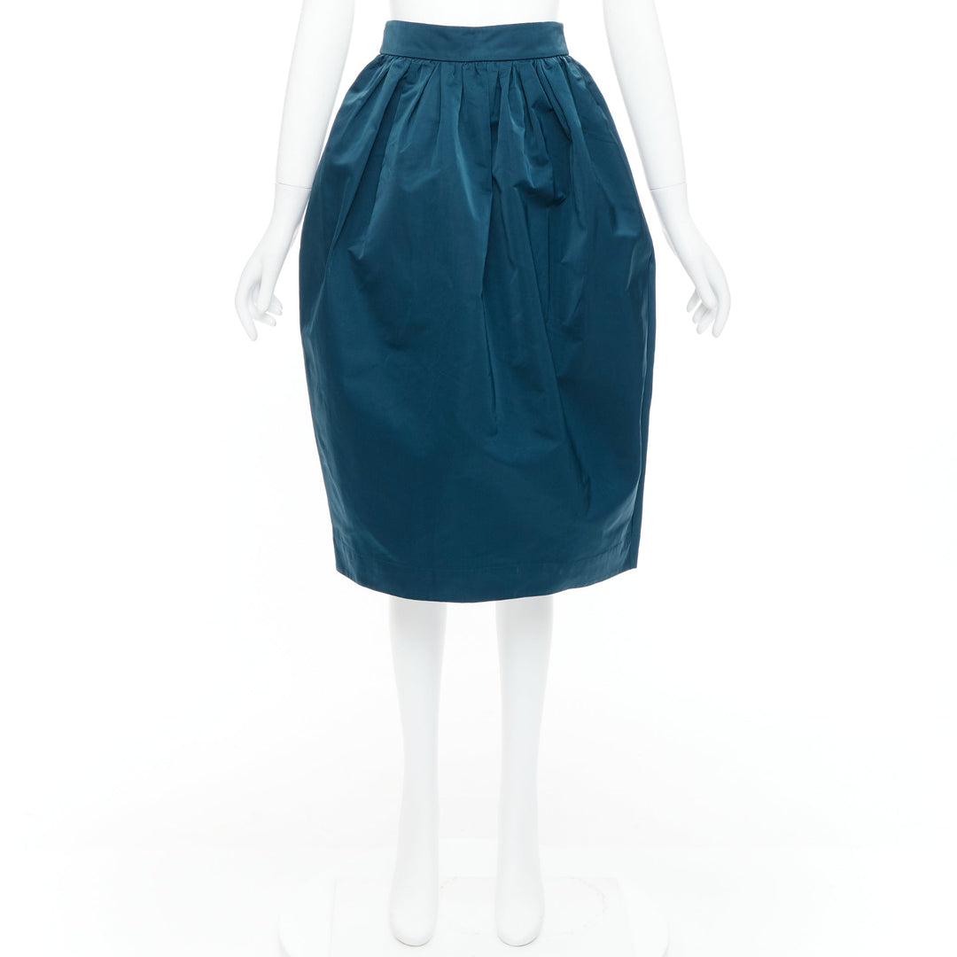 ROCHAS teal blue high waist full bubble midi cocktail skirt IT38 XS