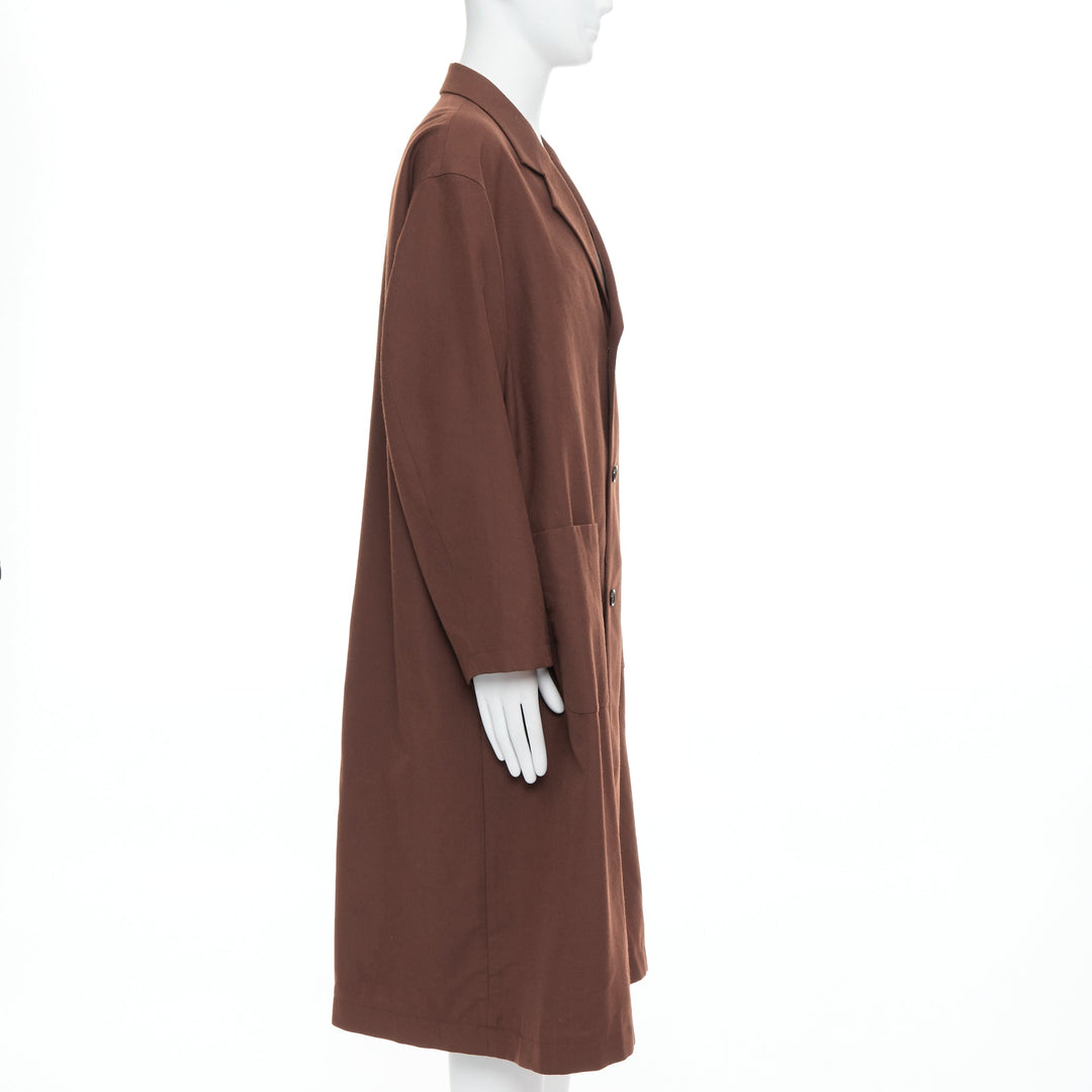 YOHJI YAMAMOTO Y's brown wool mohair single breast long boxy coat JP3 L