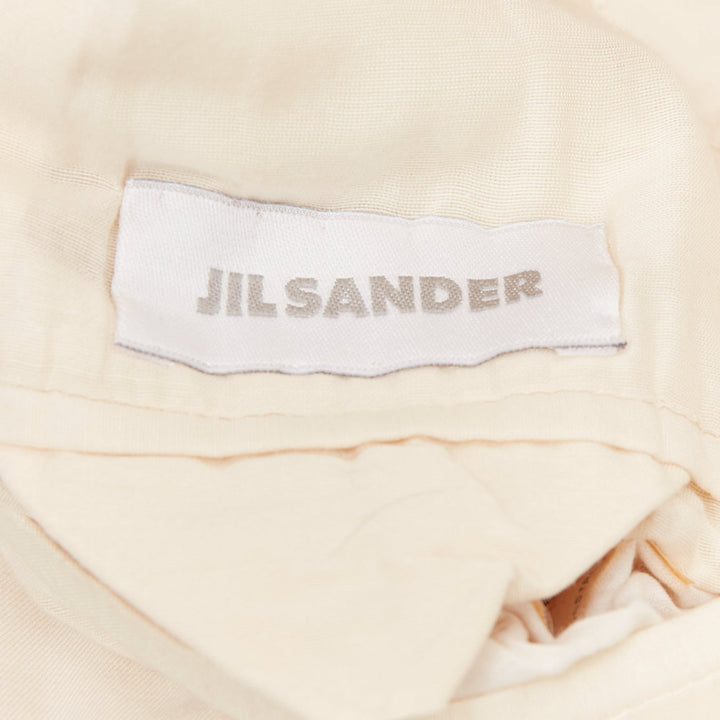 JIL SANDER cream cotton hand stitched lapel pocket single vent blazer IT46 S