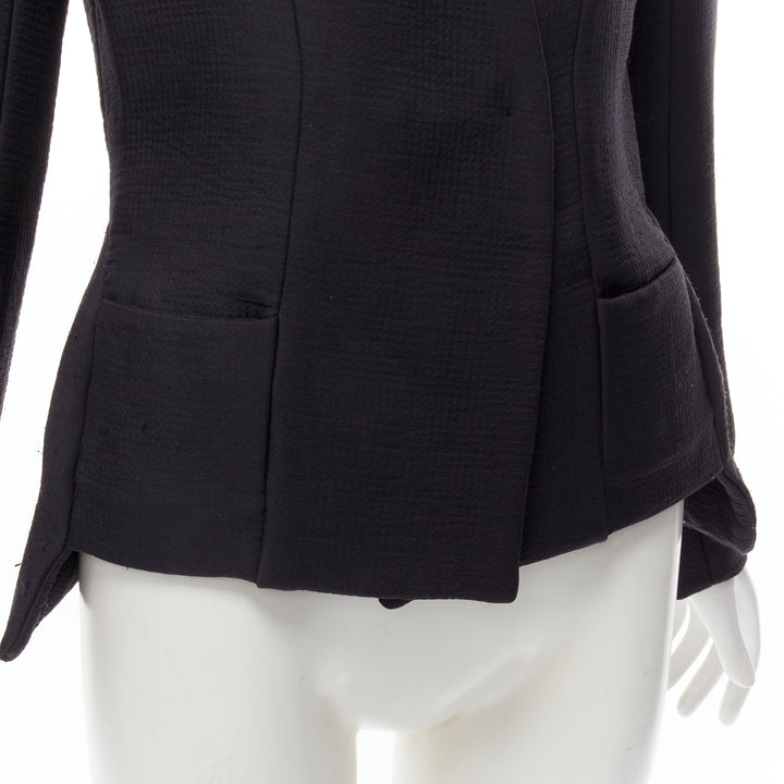ZERO MARIA CORNEJO black wool scuba cutout collar jacket US2 S