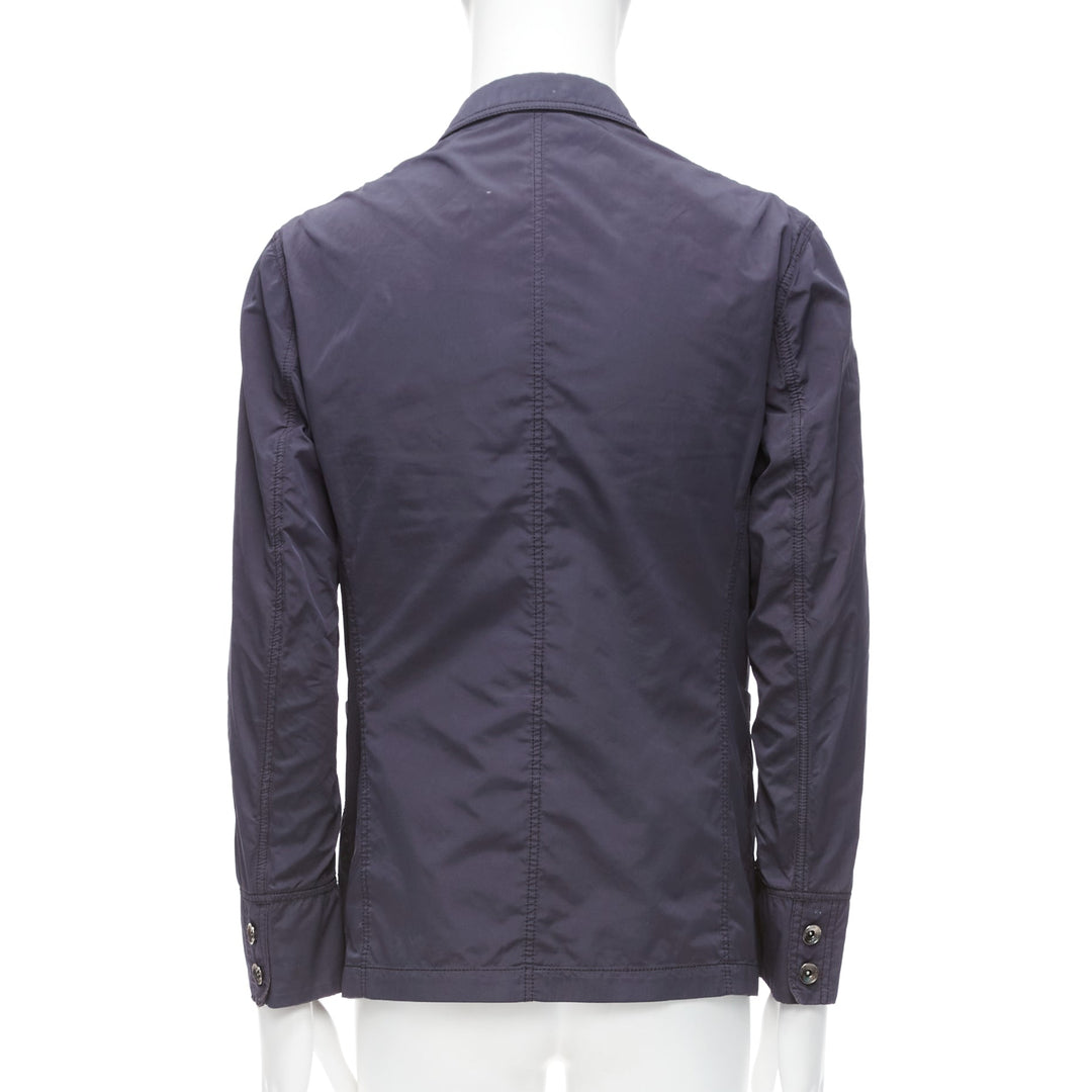ST DUPONT charcoal grey nylon overstitched silver hardware blazer IT50 L