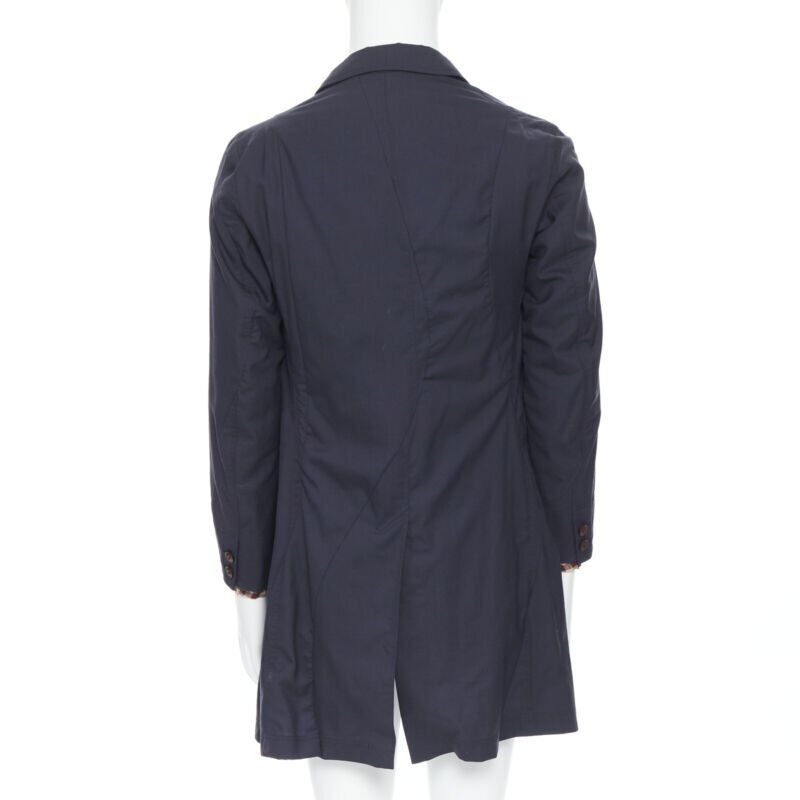 THE SOLOIST TAKAHIRO MIYASHITA navy cotton deconstructed curved seams coat S