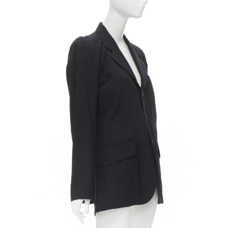 JUNYA WATANABE 1994 navy wool shoulder padded cut out back blazer M