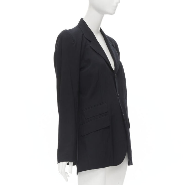 JUNYA WATANABE 1994 navy wool shoulder padded cut out back blazer M