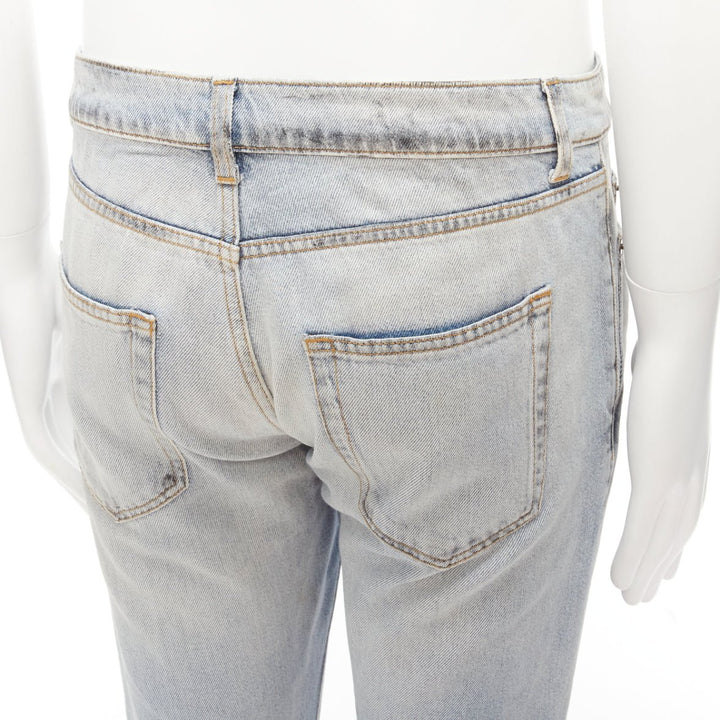 SAINT LAURENT D02 black smudge paint blue distressed washed jeans 30"