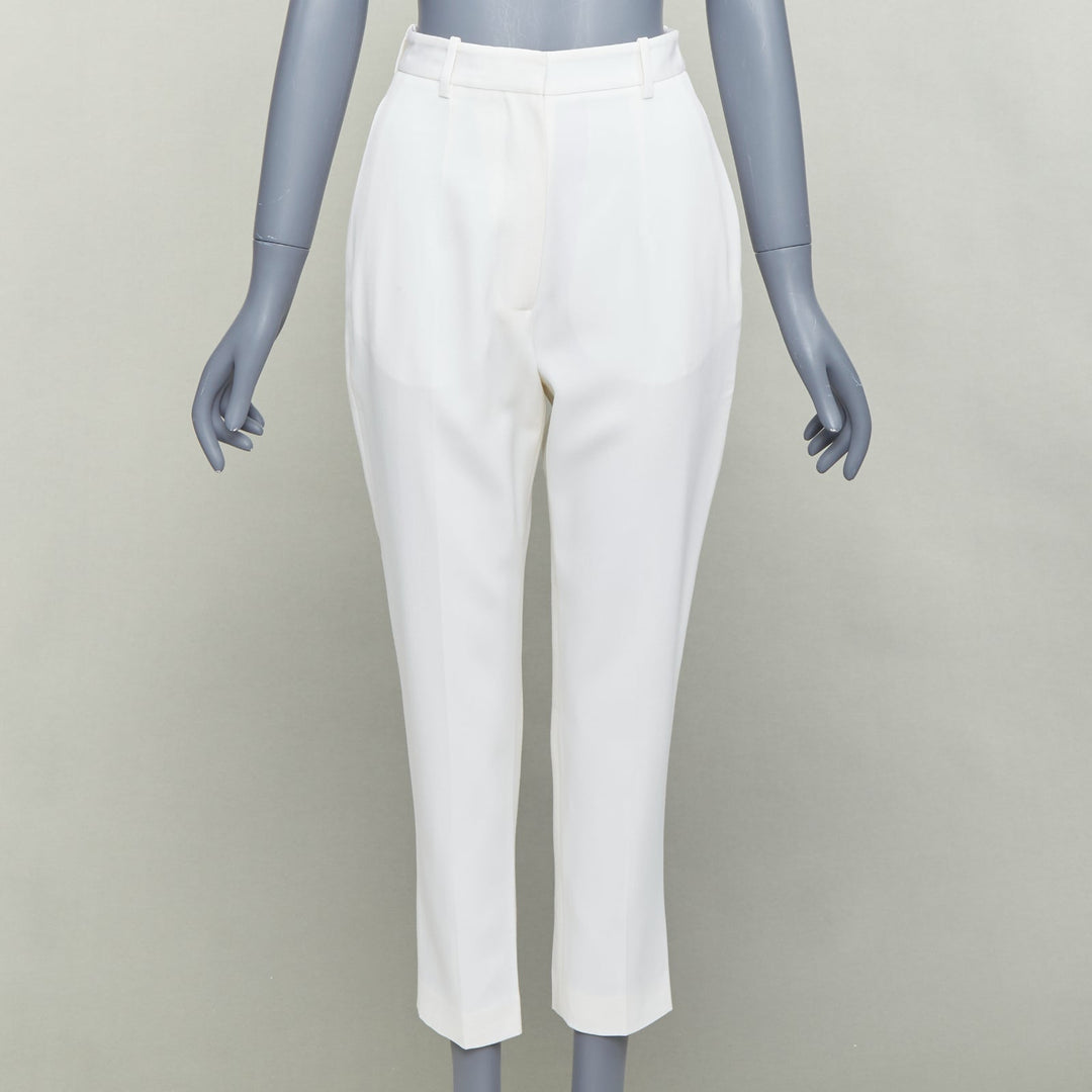 ALEXANDER MCQUEEN 2020 cream virgin wool curved side seam pants IT38 XS