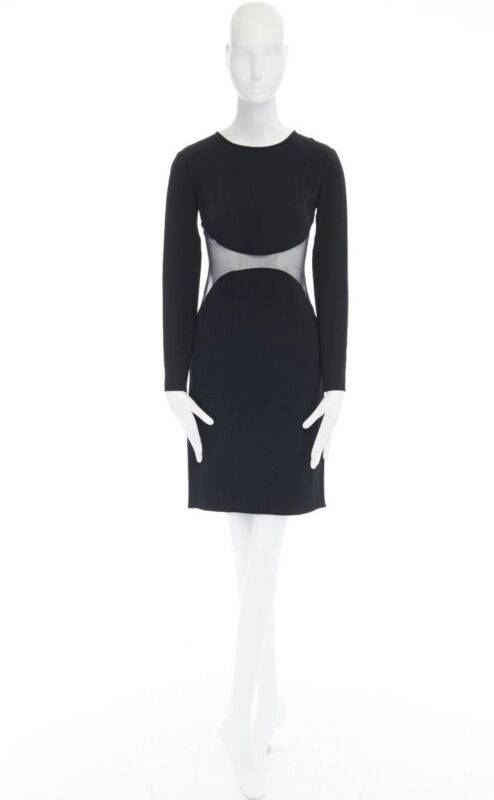 STELLA MCCARTNEY black sheer waist illusion cocktail dress FR36 S