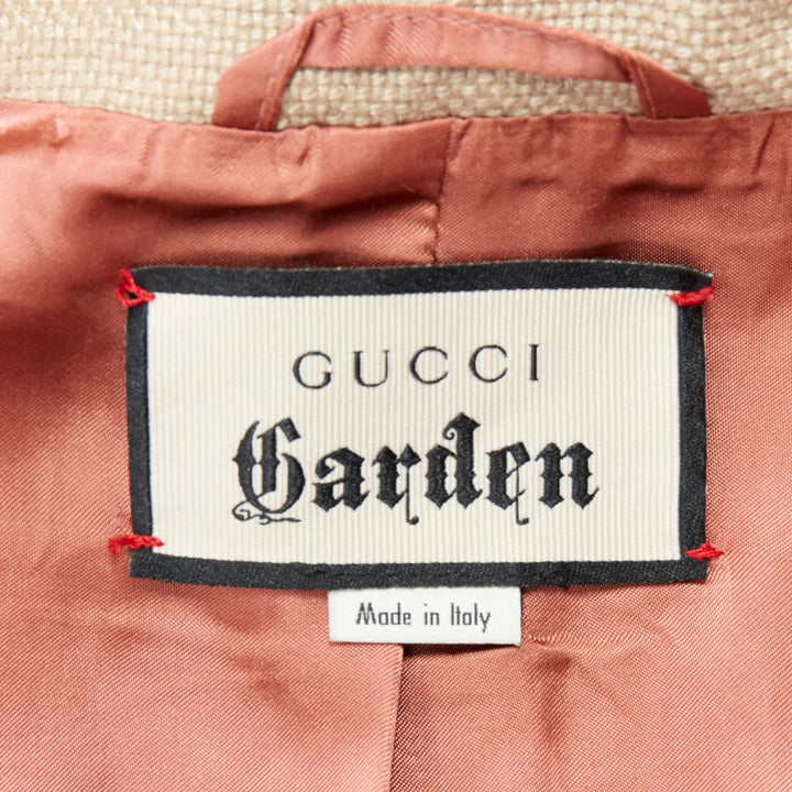GUCCI Garden Alessandro Michele beige green red web trim long coat