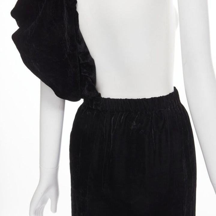 vintage COMME DES GARCONS 1990 black velvet drawstring sash knee length skirt M