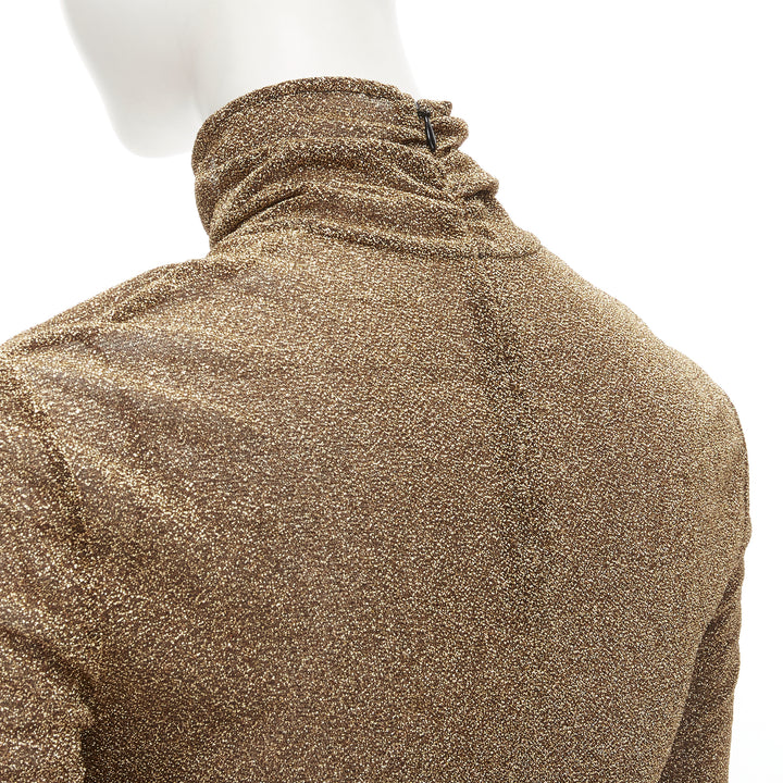 PHILOSOPHY LORENZO SERAFINI metallic gold silver lurex turtleneck skirt set S