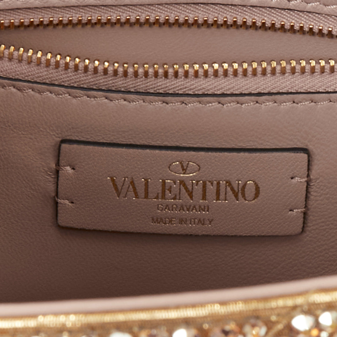 rare VALENTINO Roman Stud Medium gold crystal chain turnlock shoulder bag