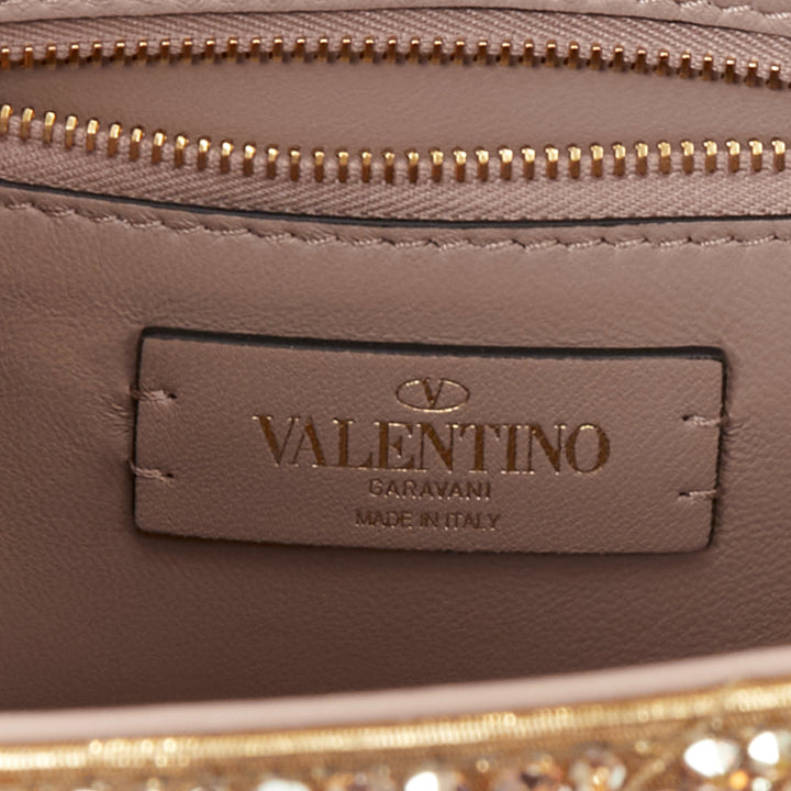 rare VALENTINO Roman Stud Medium gold crystal chain turnlock shoulder bag
