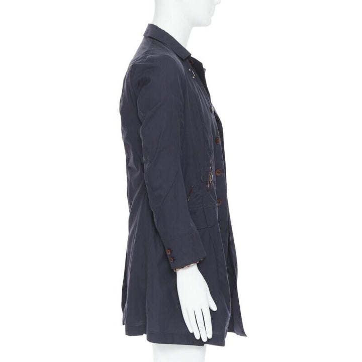 THE SOLOIST TAKAHIRO MIYASHITA navy cotton deconstructed curved seams coat S