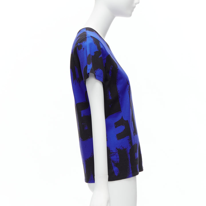 ALEXANDER MCQUEEN 2022 Brush blue black graffiti cotton tshirt IT38 XS