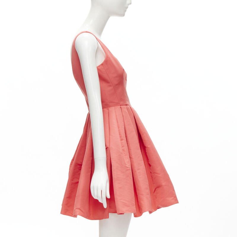 ALEXANDER MCQUEEN 2021 pink taffeta zip front fit flared dress IT38 S