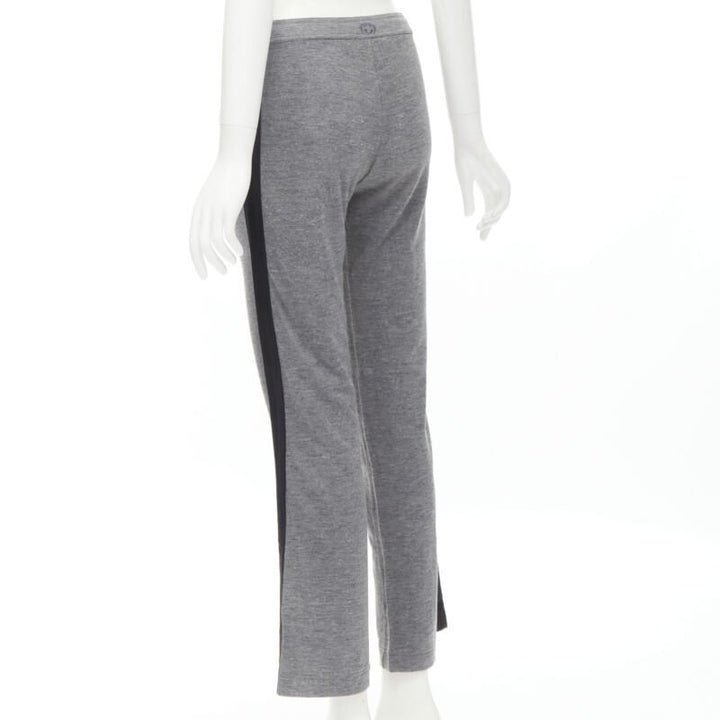 GUCCI grey viscose cotton black side tape wide sweat pants XS