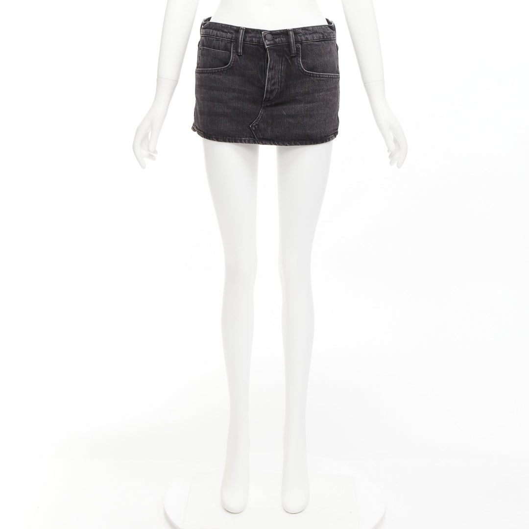 ALEXANDER WANG black washed front skirt back shorts mini skorts 24"