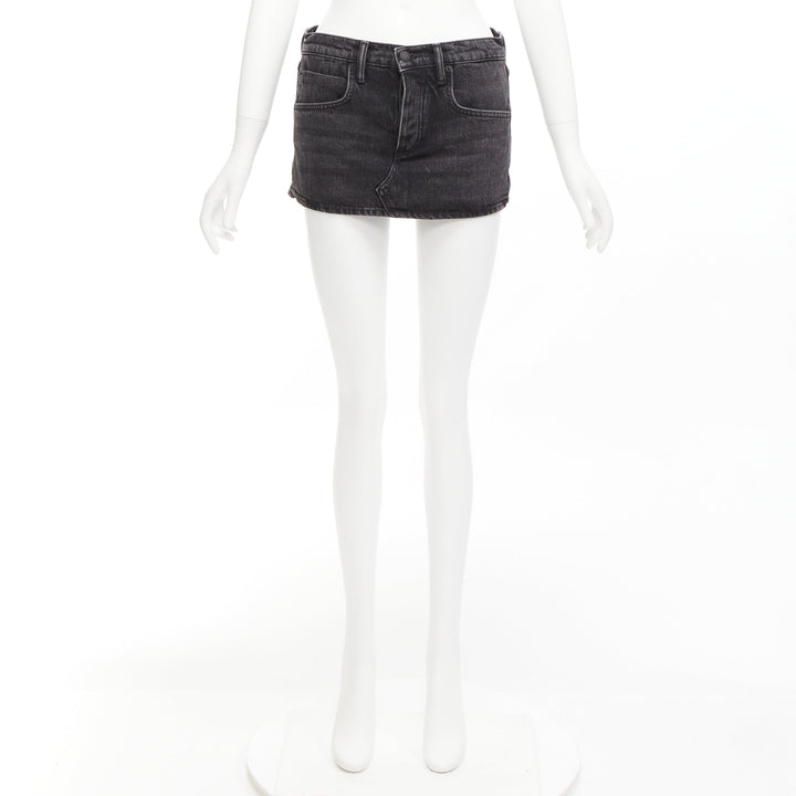 ALEXANDER WANG black washed front skirt back shorts mini skorts 24"