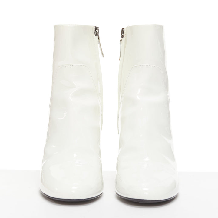 KHAITE Wythe 65 white patent leather chunky heel gogo boots EU37