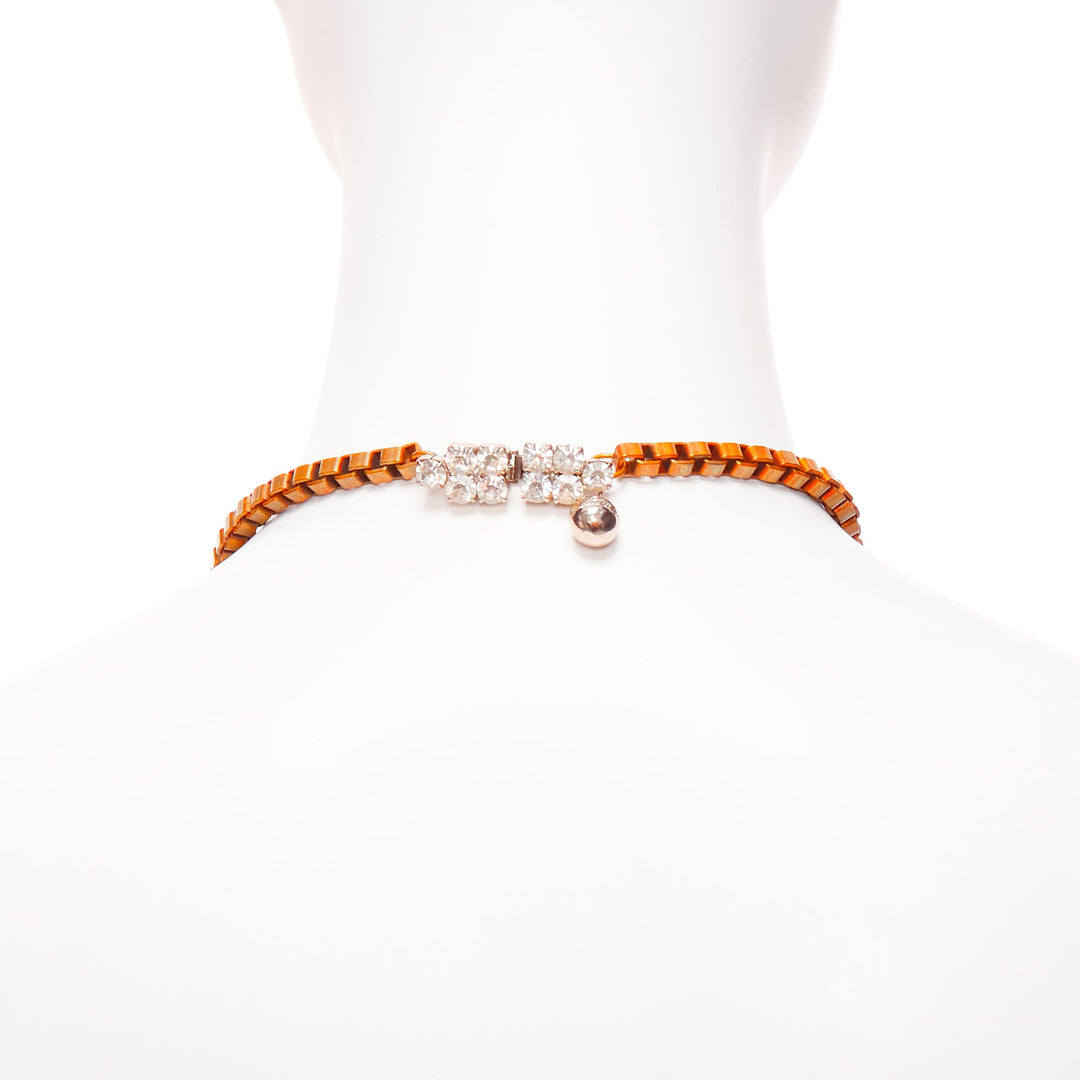 SHOUROUK neon orange pink clear crystals multi jewel short necklace