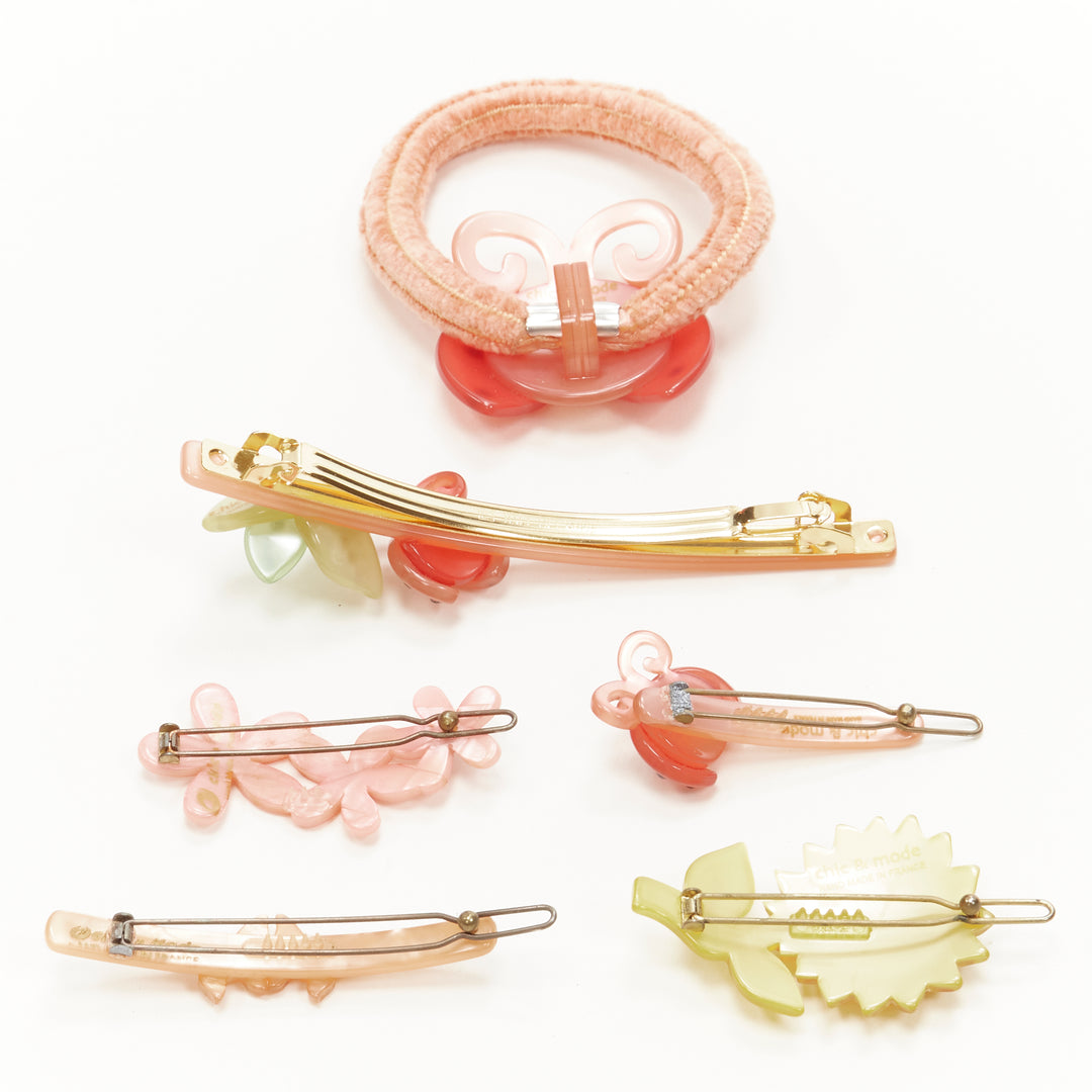 CHIC & MODE Alexandre Zouari orange butterfly beetles flower hair clip tie X6