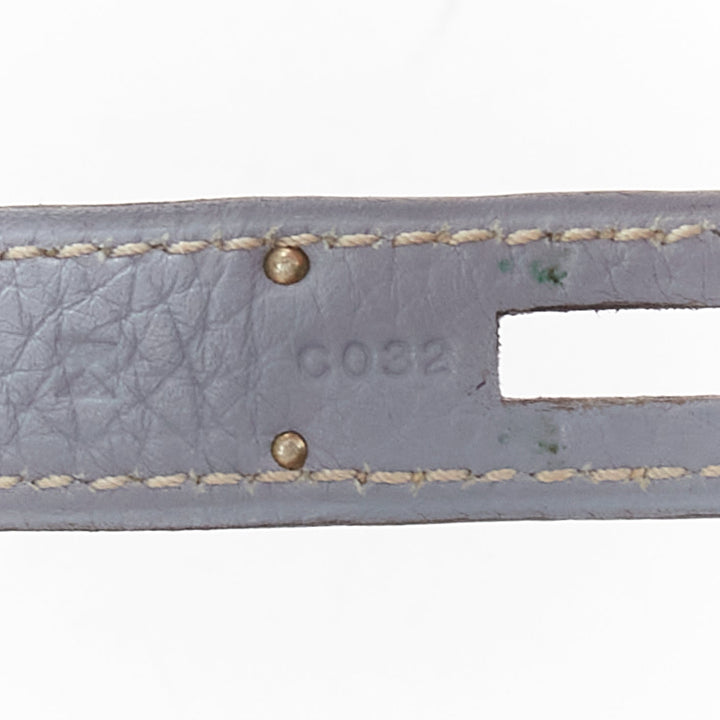 HERMES Kelly 35 Bleu Gacier Clemence sports canvas strap satchel bag