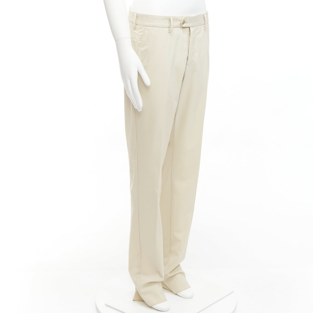 LA PERLA light beige virgin wool blend straight leg minimal classic pants M