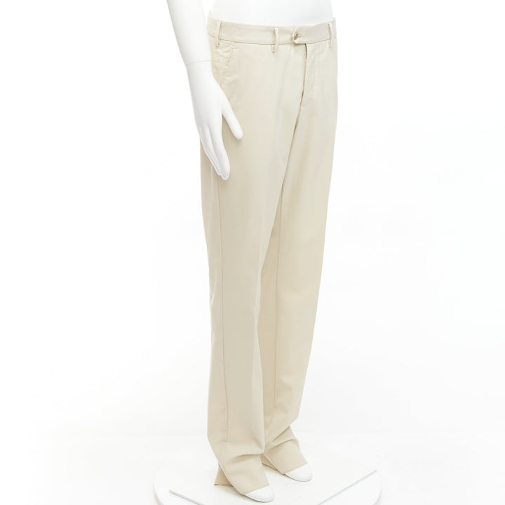 LA PERLA light beige virgin wool blend straight leg minimal classic pants M