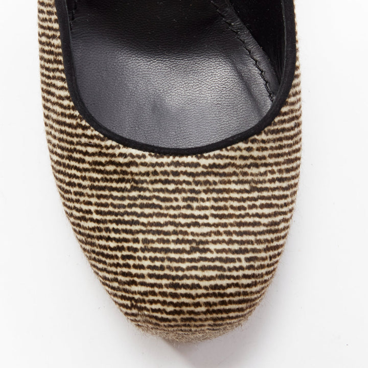 YVES SAINT LAURENT Tribtoo brown wool tweed platform heel pump EU37.5