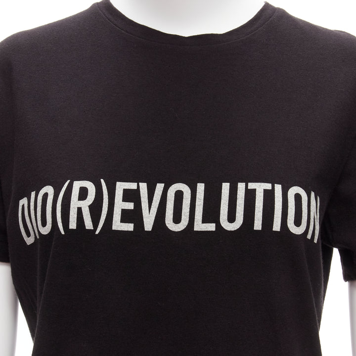 CHRISTIAN DIOR Diorevolution black cotton linen logo print tshirt M