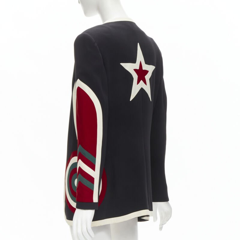MOSCHINO COUTURE! black red creoe Star Bullseye geometric blazer IT42 L