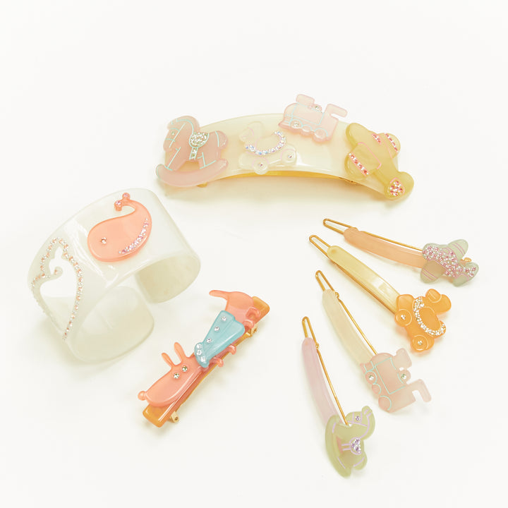 CHIC & MODE Alexandre Zouari crystal horse plane acrylic bangle hair clip X7