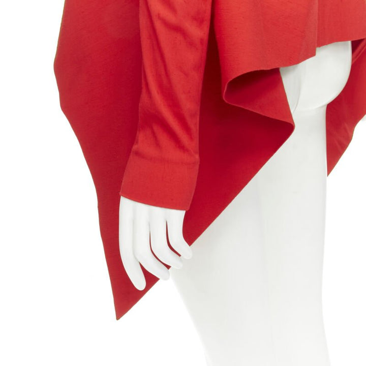 GARTEH PUGH red shoulder padded draped hem belted jacket IT38 XS