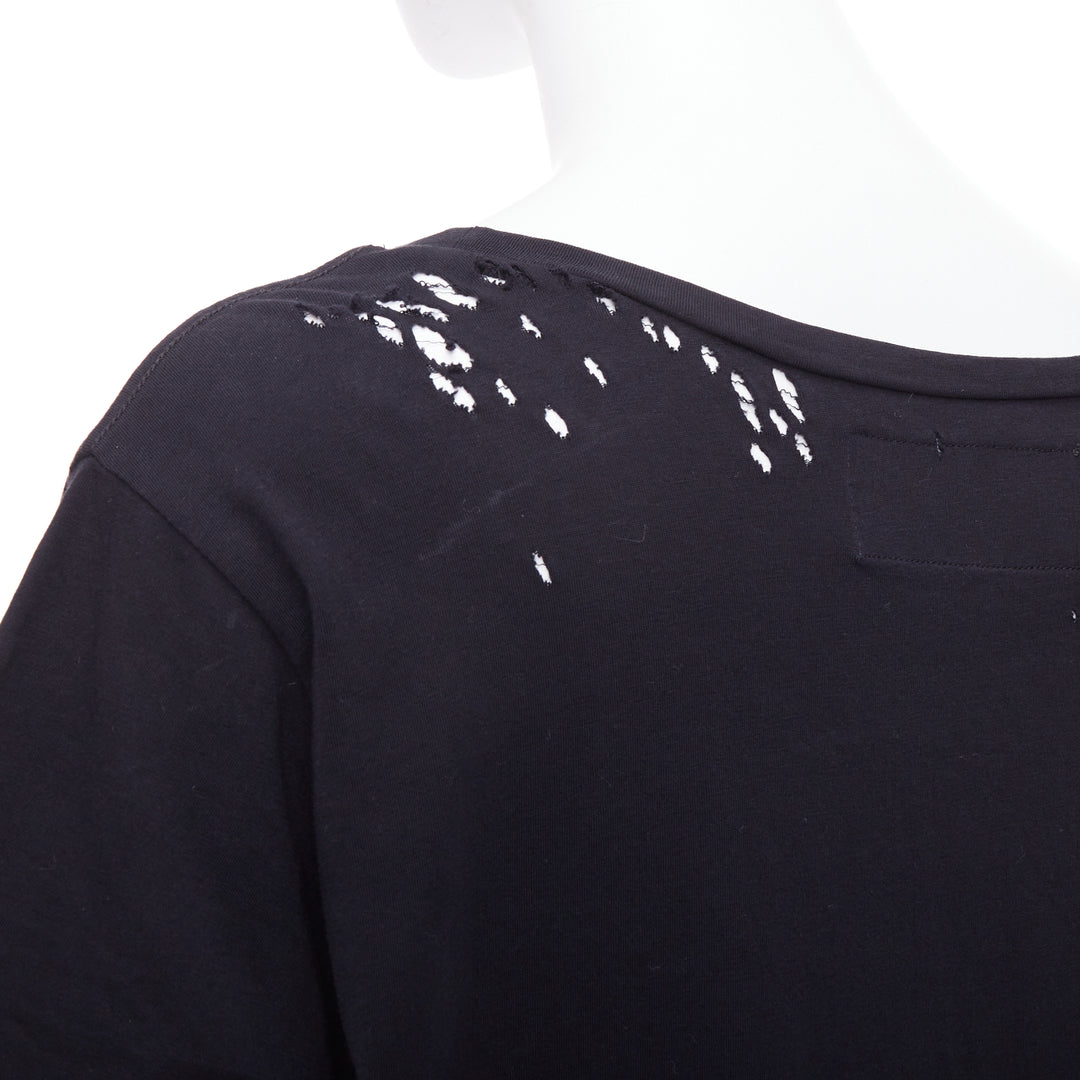 GARCONS INFIDELES black cotton white logo distressed tshirt M