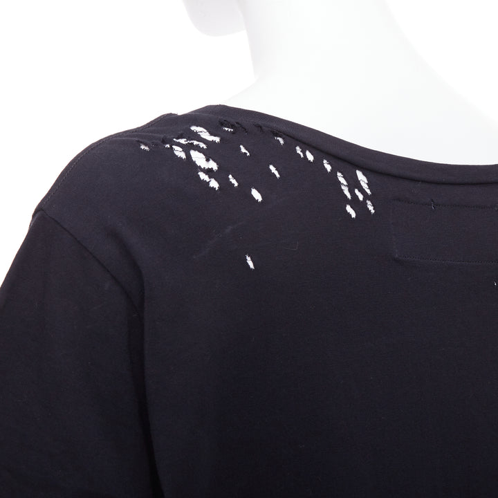 GARCONS INFIDELES black cotton white logo distressed tshirt M