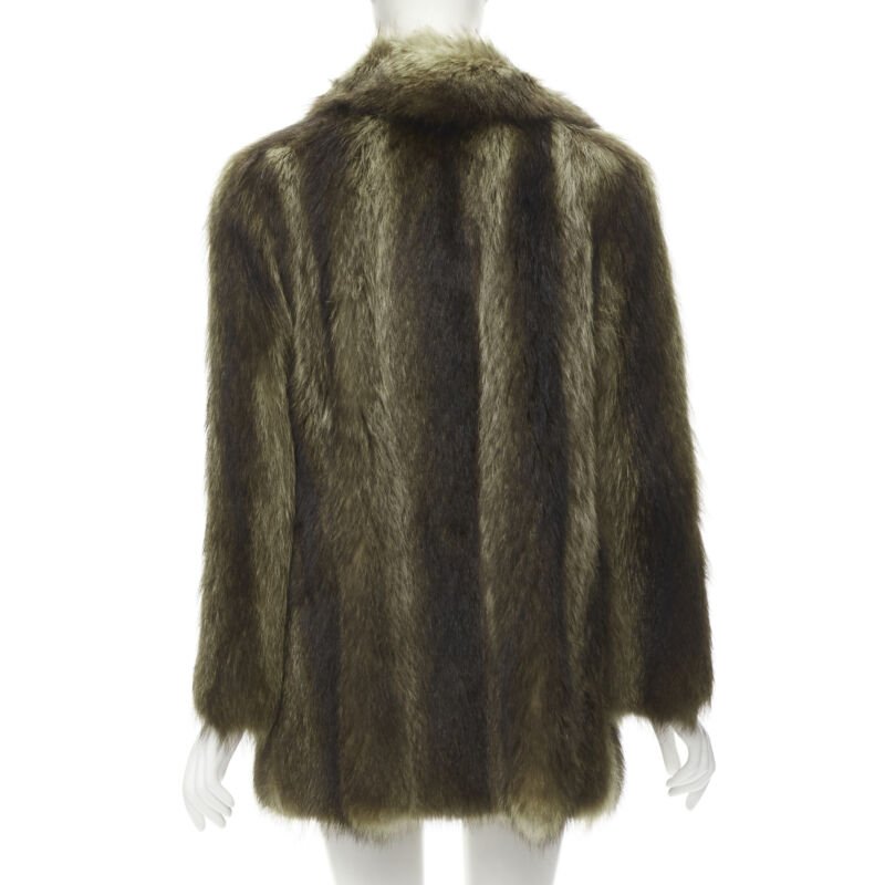 HURTIQ brown fur long sleeve collar hook eye jacket coat