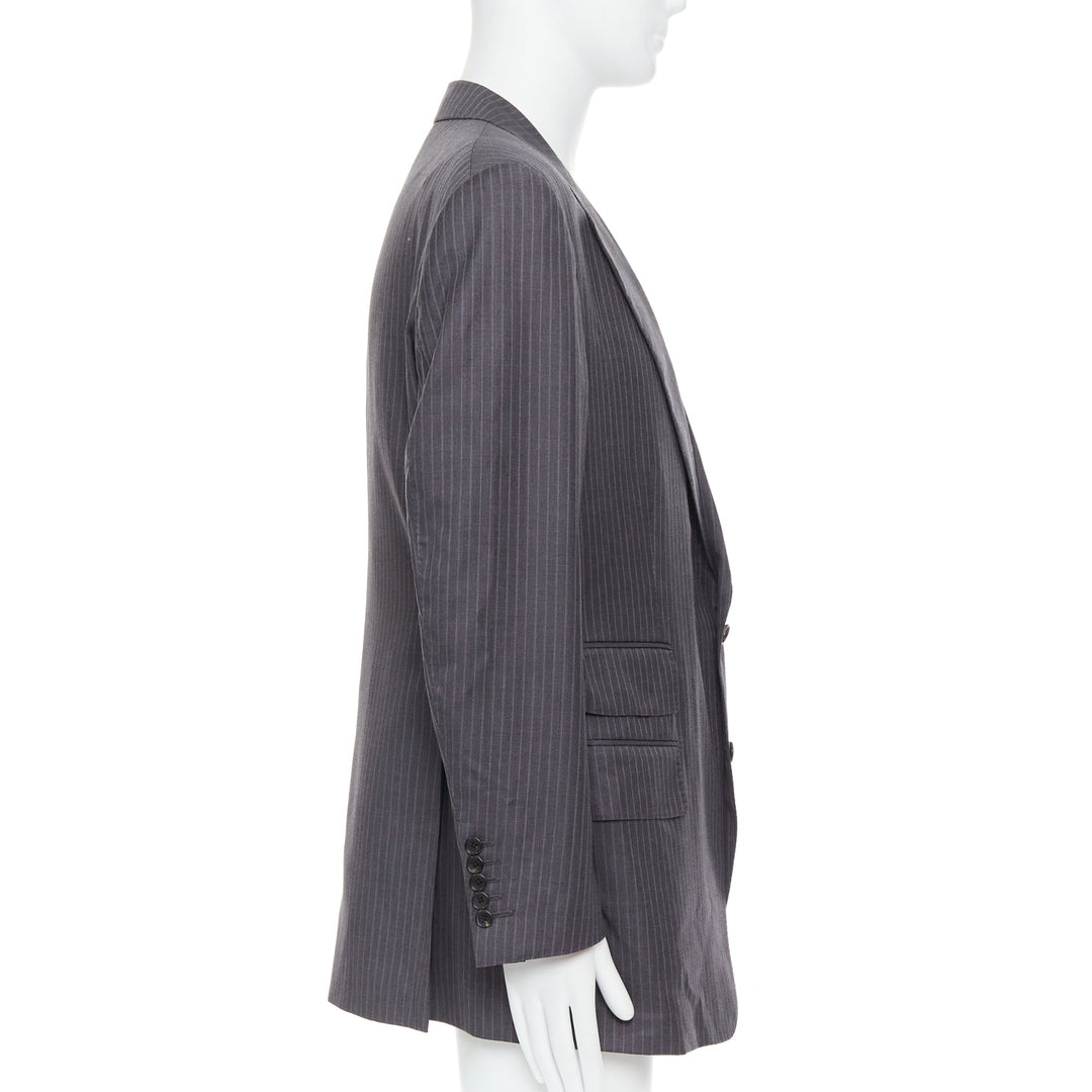 TOM FORD grey pinstripe hand stitched flap pockets blazer IT58 4XL