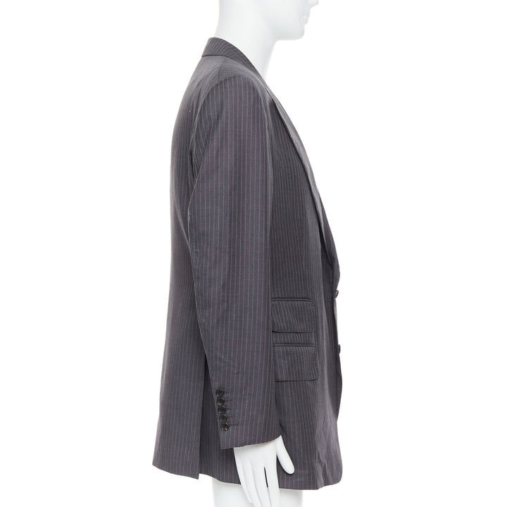 TOM FORD grey pinstripe hand stitched flap pockets blazer IT58 4XL