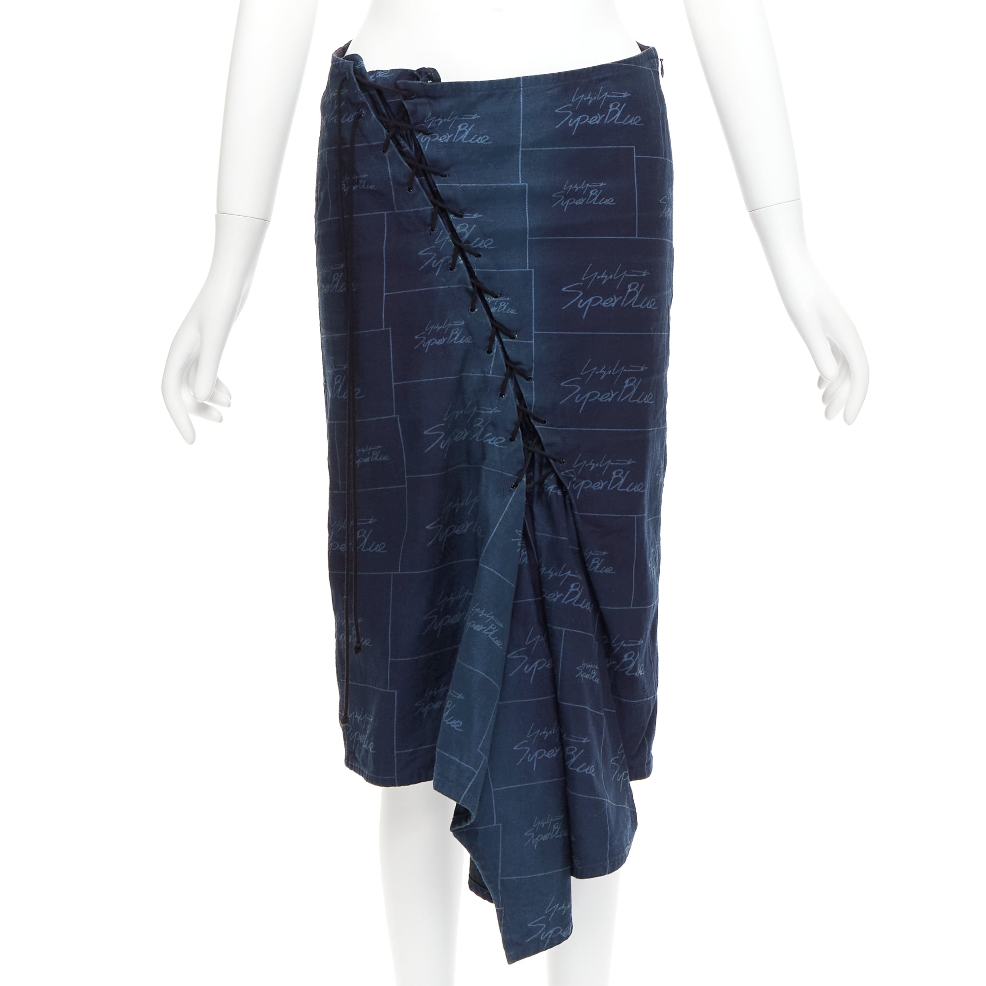 100% Authenticity Guaranteed Yohji Yamamoto Blue Cotton Skirt on ...