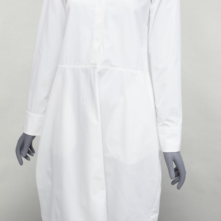 JIL SANDER 2022 white hidden placket minimal boxy shirt dress FR30 XXS