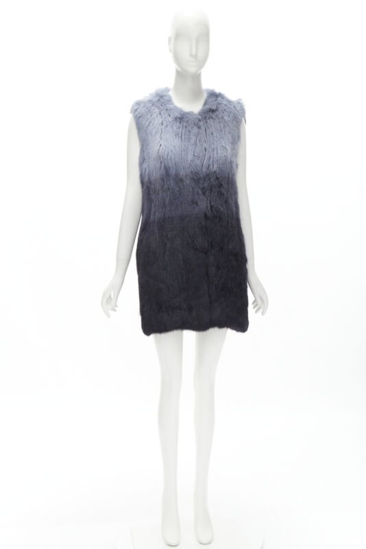 THEORY rabbit fur gradient blue fur vest jacket S